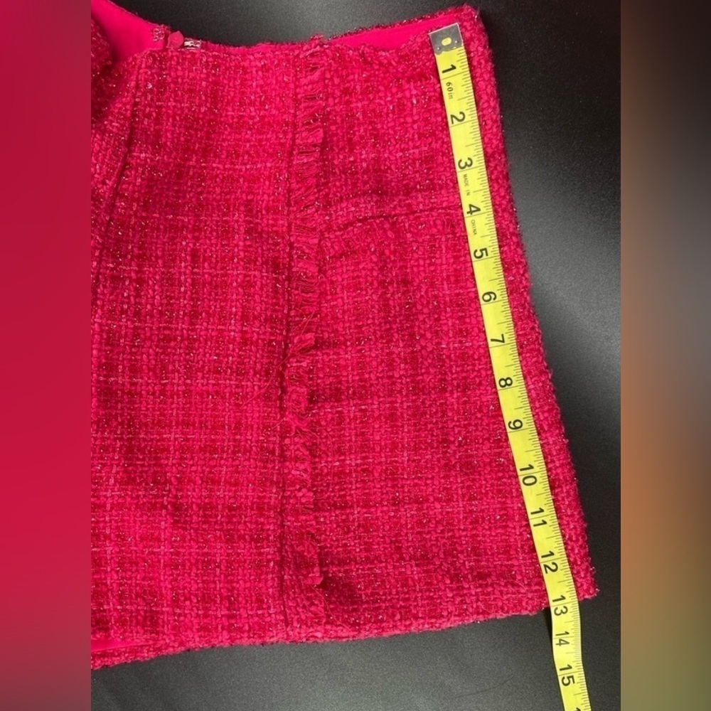 Pant’s Store Hot Pink Chic High Waisted Tweed Shorts With Fringe Size Medium M - Picture 9 of 10